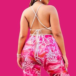 White Embossed Criss Cross Crop Top Built in Bra main image 1
